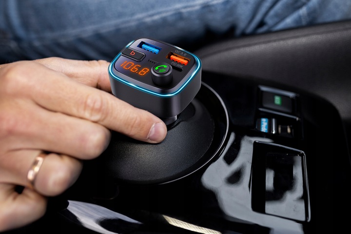 TRANSMITER FM BLUETOOTH 5.3 QC 3.0 PD30W MOCNY BASS ŁADOWARKA MIKROFON