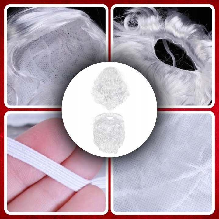 PERUKA I BRODA ZESTAWU ŚWIĘTEGO MIKOŁAJA STRÓJ ŚWIĘTY MIKOŁAJ BOŻ