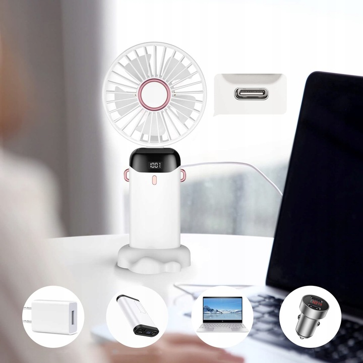 WENTYLATOR RĘCZNY PRZENOŚNY MINI WENTYLATOR Z AKUMULATOR 3000 MAH W PODRÓŻY