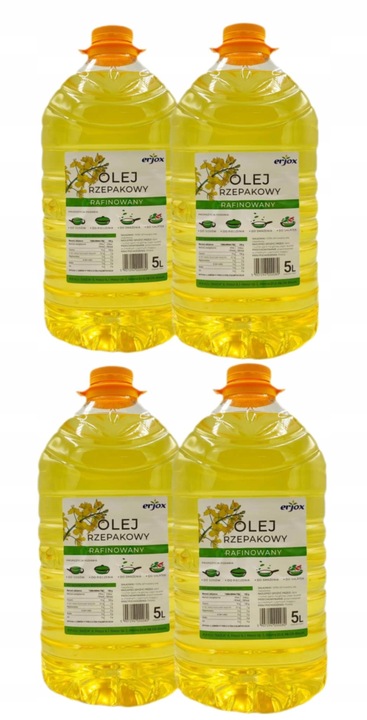 OLEJ RZEPAKOWY RAFINOWANY 4x 5L DO SMAŻENIA PIECZENIA 20L