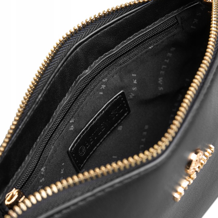 BETLEWSKI Mała torebka wizytowa kopertówka dwa paski wygodna sztywna