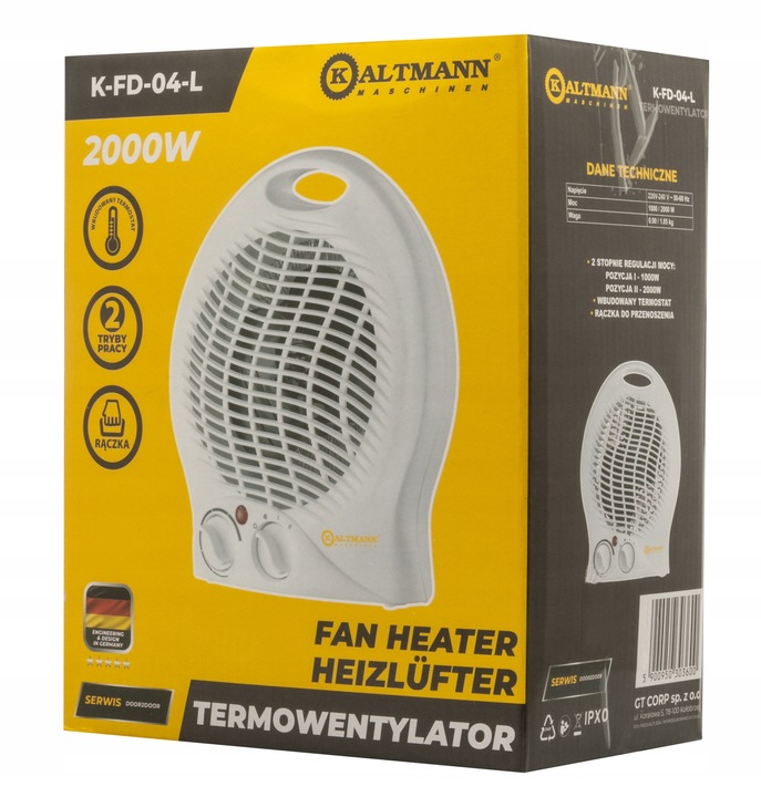 Termowentylator Wentylator Grzejnik 1000W 2000W TERMOSTAT 3 tryby pracy