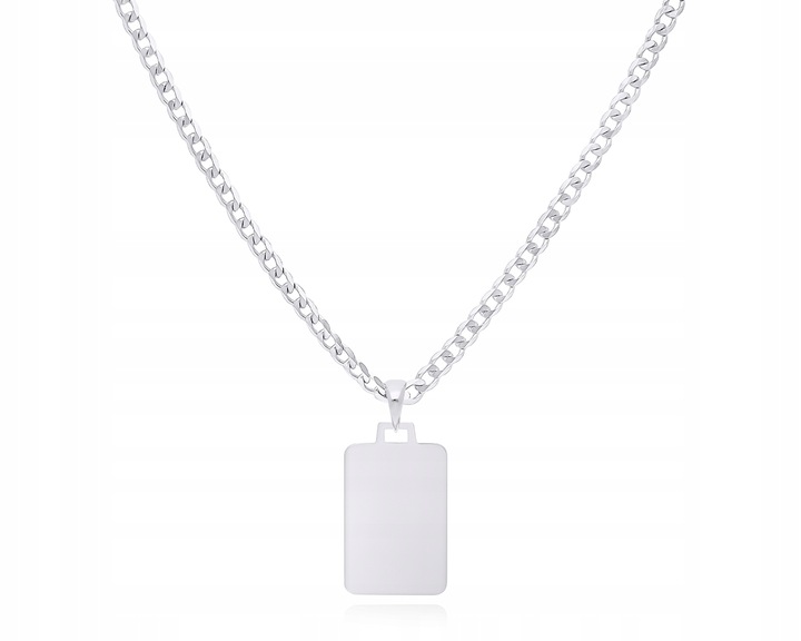 Zawieszka Srebrna Męska Gładka Blaszka Duża + Grawer Nieśmiertelnik pr. 925