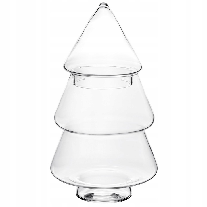SZKLANA BOMBONIERKA CHOINKA DEKORACJA ŚWIĄTECZNA POJEMNIK NA SŁODYCZE