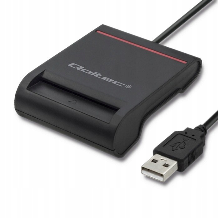 Qoltec Inteligentny czytnik chipowych kart ID SCR-0642 | USB 2.0 + Adapter