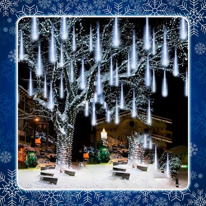 METEORY 10 SPOLI 50 CM 360 LED LAMPKI PADAJĄCY ŚNIEG SOPLE GIRLANDA 8 m
