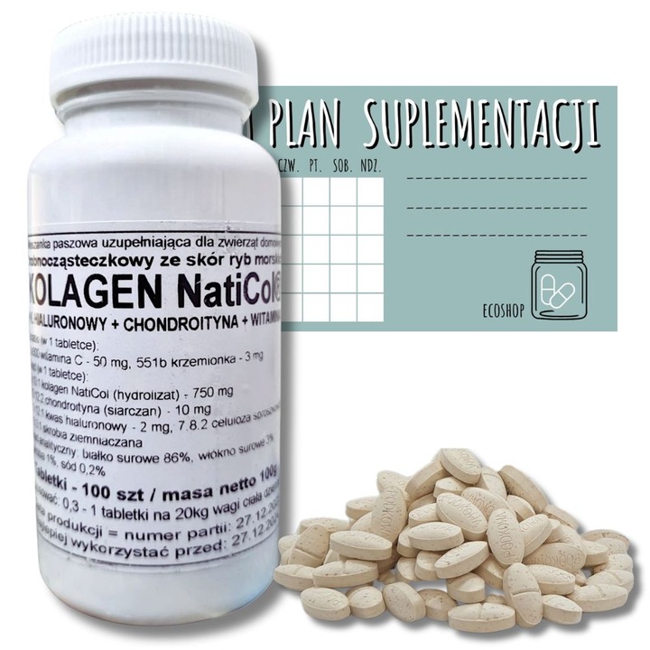 Podkowa NatiCol Kolagen z Ryb Morskich - 100 Tab. - Zdrowie Stawów i Skór