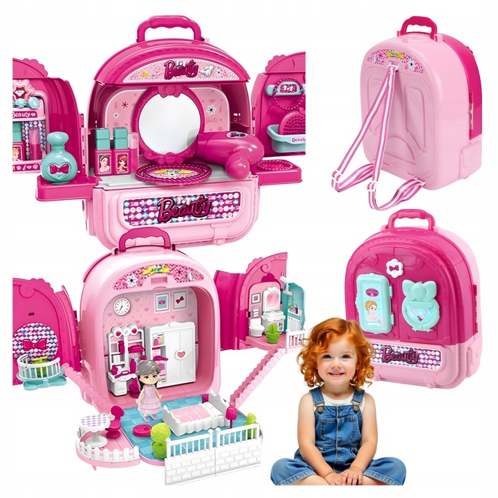 Lalka w Domku salon piękności dla dzieci toaletka 3w1 dla 3 4 5 6 7 latki