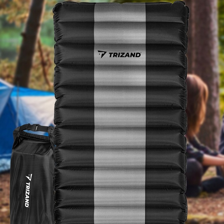 MATERAC DMUCHANY TURYSTYCZNY DO NAMIOTU ZWIJANY MOCNY + WBUDOWANA POMPKA