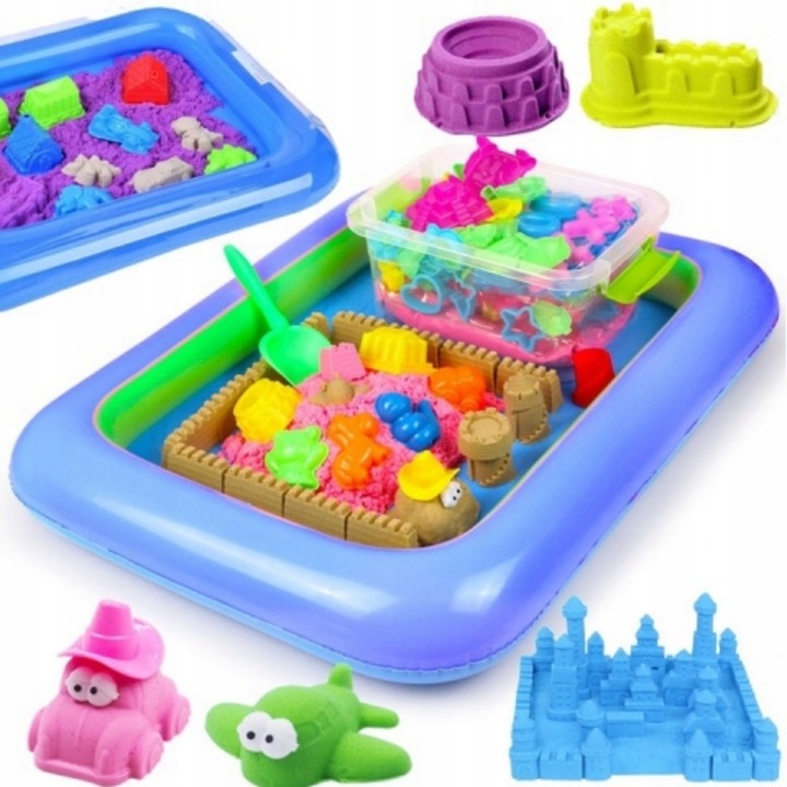 PIASEK KINETYCZNY 5kg +BASEN FOREMKI ŁOPATKA PIASKOWNICA WIADERKO ZESTAW XL