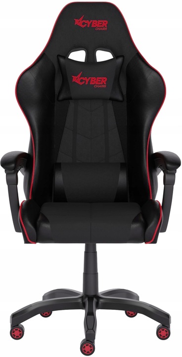 FOTEL GAMINGOWY CYBER CHAIRS SELECT RED - CZARNY - BIUROWY