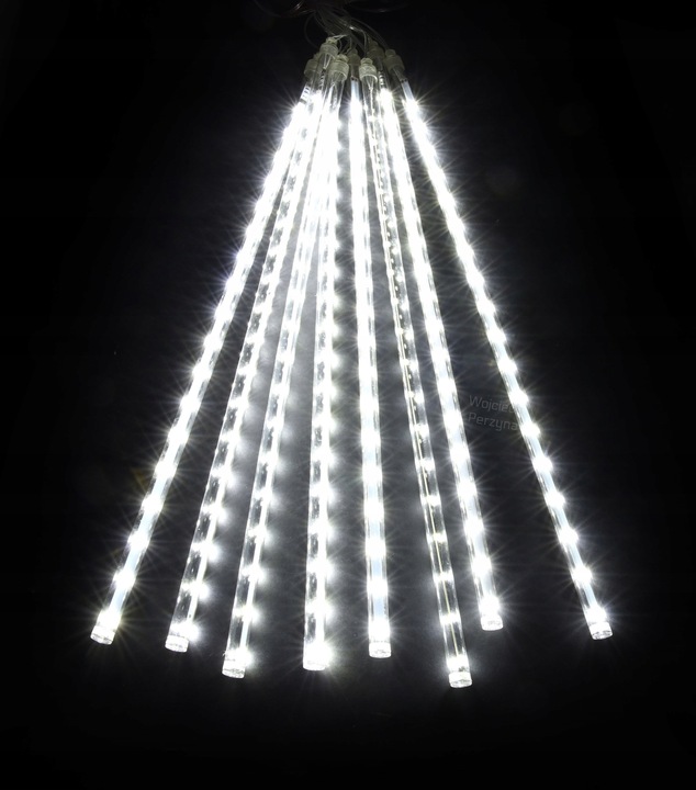 DŁUGIE SOPLE METEORY KURTYNA ŚWIETLNA LAMPKI CHOINKOWE 360LED 50cm B. ZIMNY