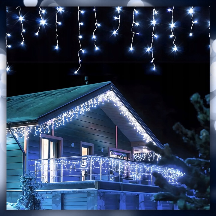 SOPLE LAMPKI CHOINKOWE ZIMNE 300 LED 14,5 M GRUBY KABEL FLASH ZEWNĘTRZNE