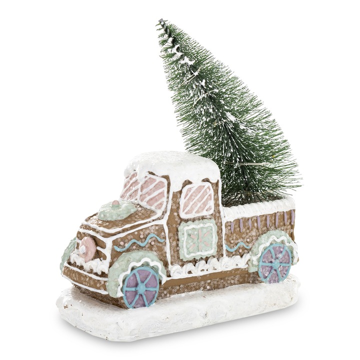 świąteczna figurka LED autko z choinką na pace światełka LED|14,5cm PREZENT