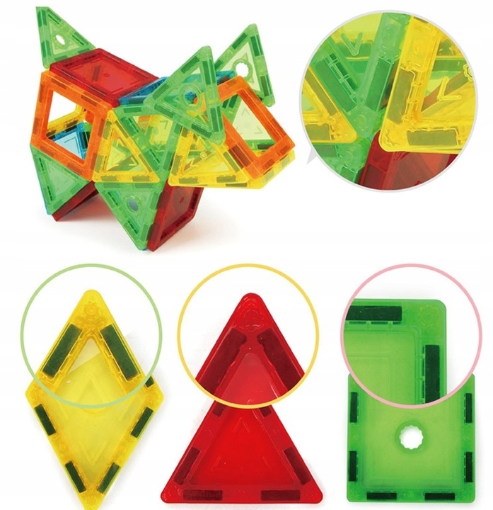 DUŻE KLOCKI MAGNETYCZNE KONSTRUKCYJNE 3D PANELE MAGNETIC TILES 106 elem. A