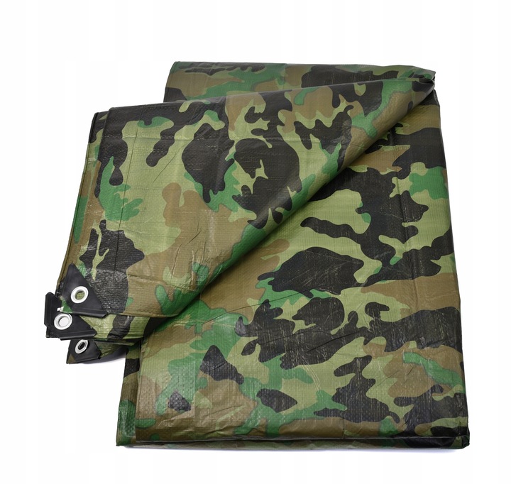 PLANDEKA 4X5 m TARP MORO MASKUJĄCA KAMUFLAŻOWA WZMACNIANA MOCNA PŁACHTA