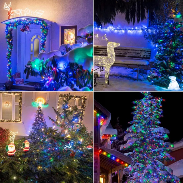 LAMPKI CHOINKOWE 1000 LED STAŁE + FLASH ZEWNĘTRZNE BŁYSK IP44 MULTIKOLOR