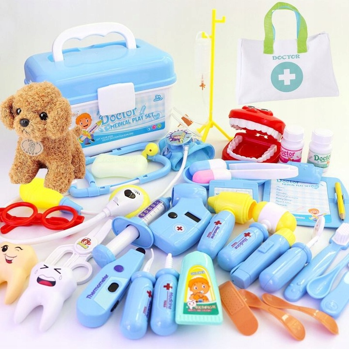 Zestaw Lekarski Dla Dzieci Fartuchem Doktora Akcesoria Lekarskie Stetoskop