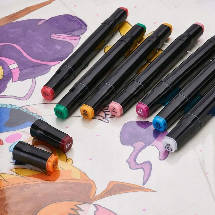 MARKERY ALKOHOLOWE 168 SZT Flamastry Mazaki Pisaki Dwustronne Pro + TORBA