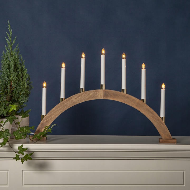 Świecznik adwentowy drewniany brązowy GILLIAN