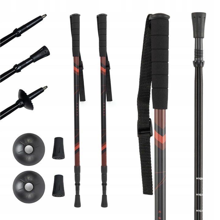 Kije turystyczne KADVA Tengri czerwony 65-135 cm SYSTEM TWIST LOCK