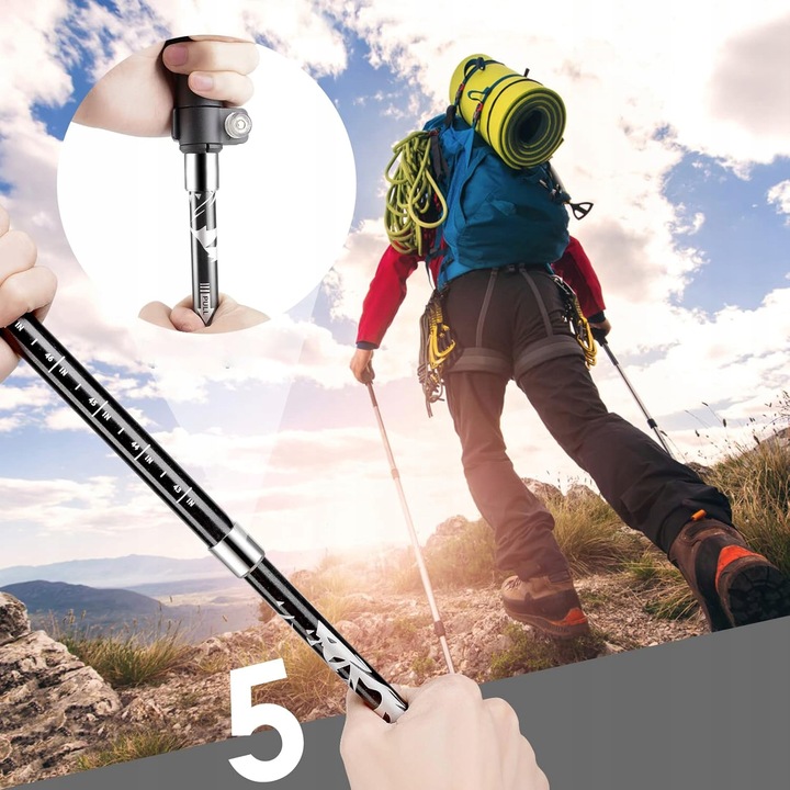 KIJE TREKKINGOWE SKŁADANE KIJKI W GÓRY DO TURYSTYCZNE REGULOWANE ALUMINIOWE