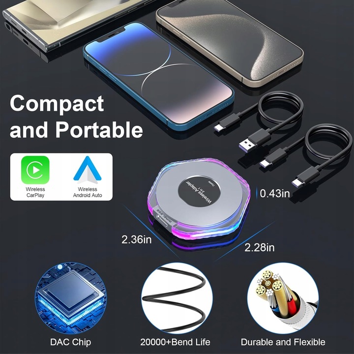 NEW Wireless Crystal Carplay AIBox Android Aut Adapter