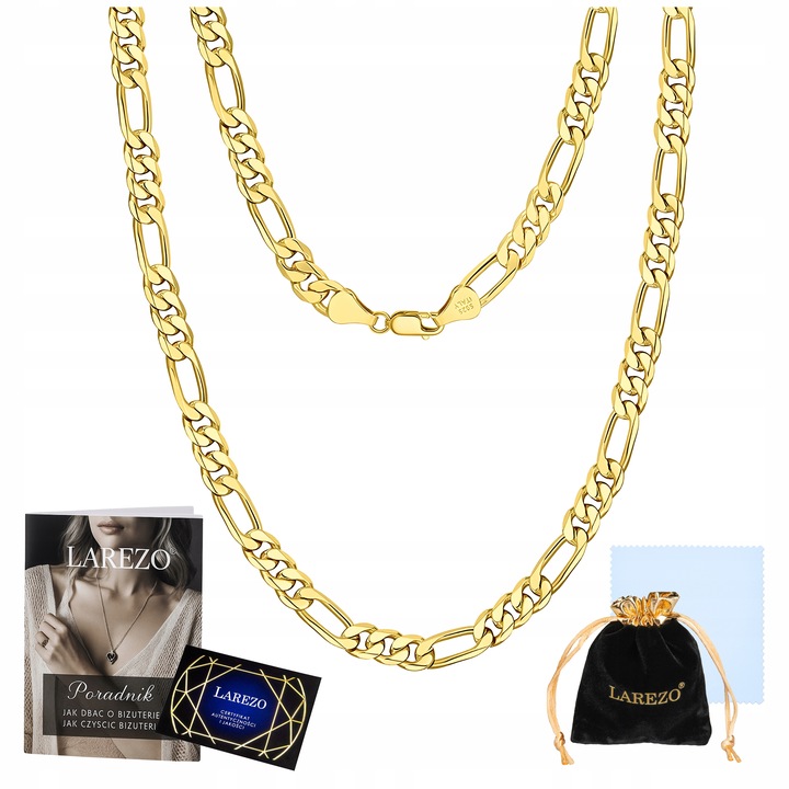 ZŁOTY ŁAŃCUSZEK FIGARO 55cm MĘSKI PEŁNY KUTY MOCNY ŁAŃCUCH 3mm SREBRO 925