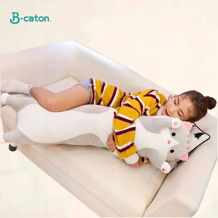 Długi Kotek Kot Maskotka Szara Poduszka Pluszak 150 cm XL Idealny Prezent