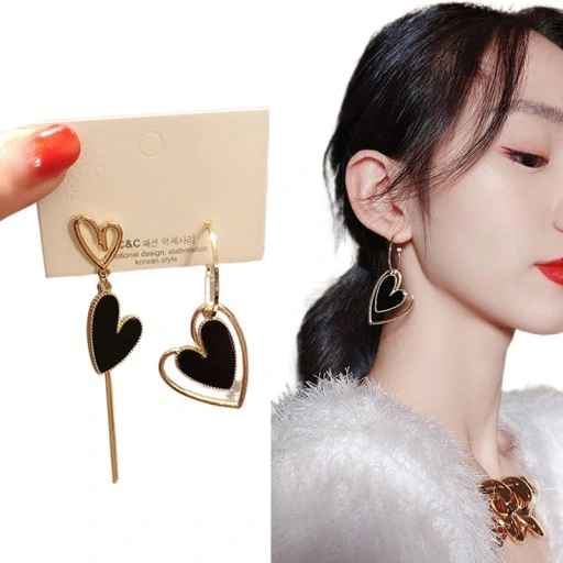 Asymetryczne Serce Kolczyki Wiszące damskie