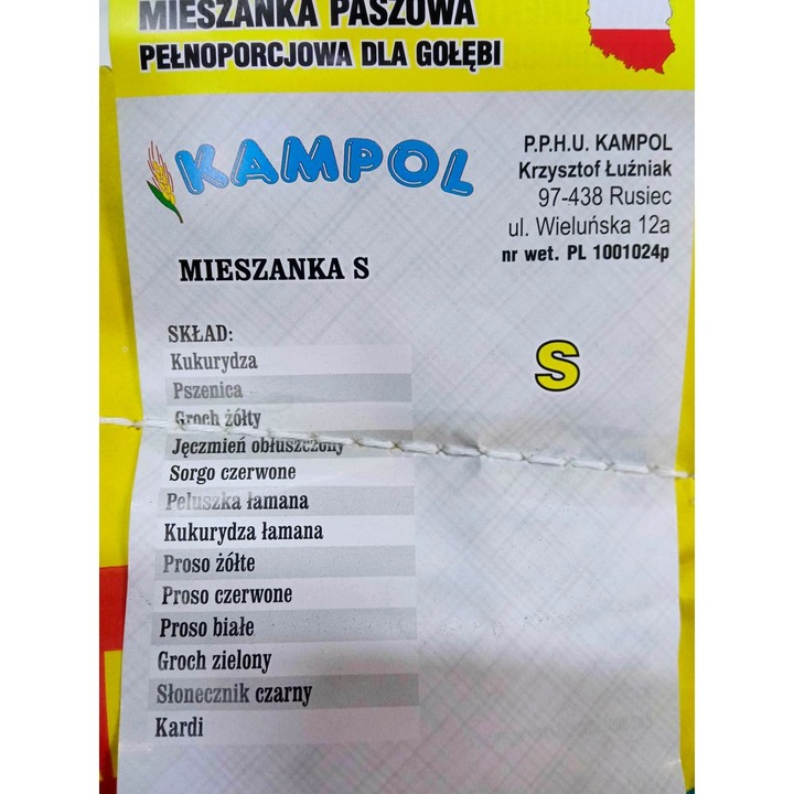 Karma dla gołębi STANDARD S Kampol 25kg