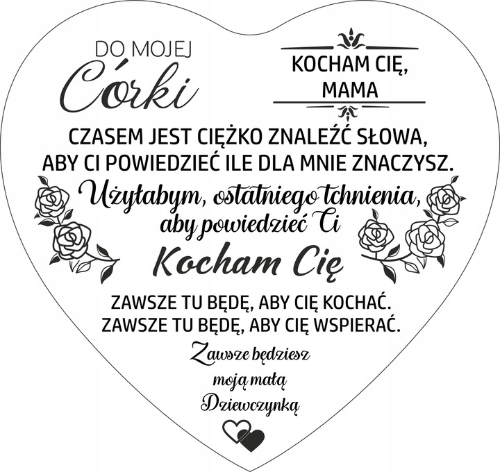 Srebrny Łańcuszek Zawieszka SERCE NASZYJNIK DLA CÓRKI OD MAMY Grawer BOX