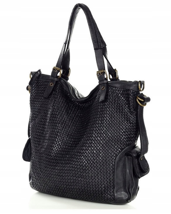 Skórzana torebka shopper z regulowanymi rączkami