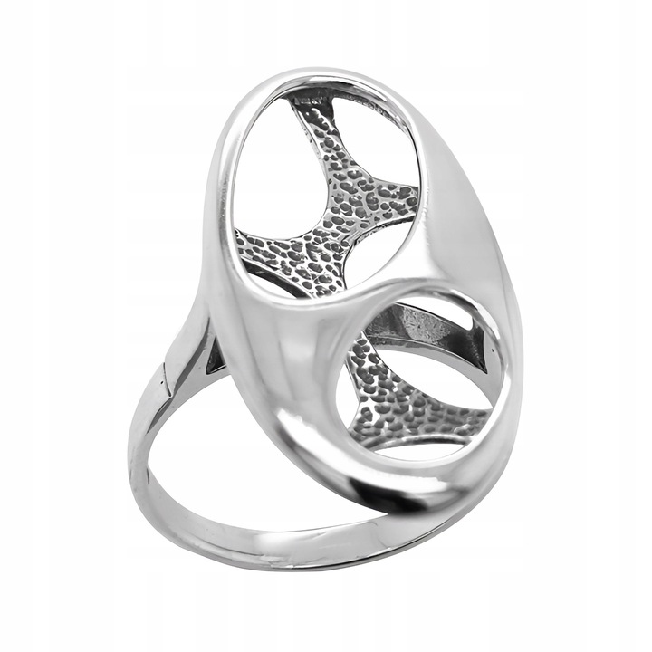 Pierścionek srebrny pr. 925 Pierścień z Owalnym Elementem Ażurowym | r. 17