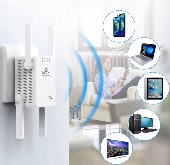 WZMACNIACZ SYGNAŁU WI-FI REPEATER ACCESS POINT AP RJ45 300Mb/s 2,4GHz AK341