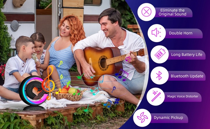 BEZPRZEWODOWY ZESTAW DO KARAOKE DLA DZIECI BLUETOOTH GŁOŚNIK + 2 MIKROFONY