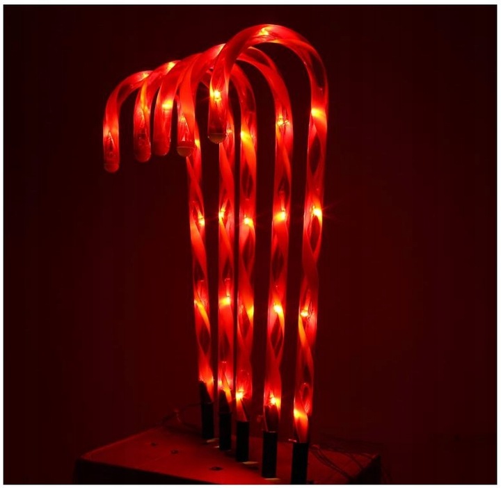 LAMPKI LED CUKIERKI LIZAKI 6SZT LED LASKA MIKOŁAJA 70CM CHOINKA SOLARNE