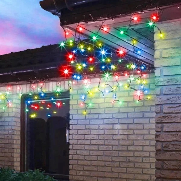 lampki Kurtyna sople - Bulinex 100LED - 4,8m - multikolor - zewnętrzne IP44