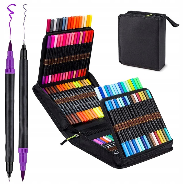 100 KOLORÓW DŁUGOPISY PISAKÓW DUAL BRUSH AKWARELI