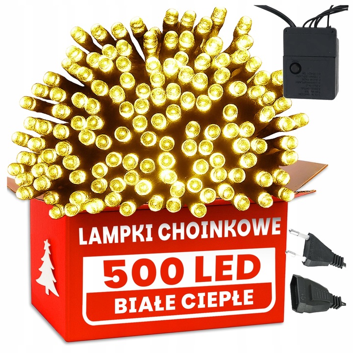 LAMPKI CHOINKOWE 500 LED BIAŁE CIEPŁE WEWNĘTRZNE ZEWNĘTRZNE ŚWIATEŁKA