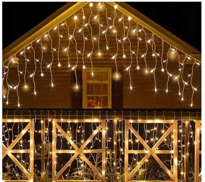 Lampki Zewnętrzne Sople LED 500 23m Biały Ciepły Światełka Świąteczne