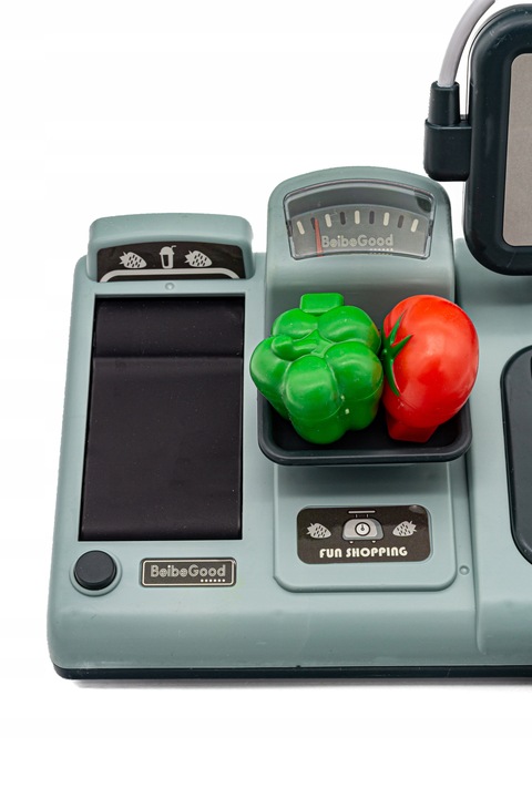 Sklepowa KASA Fiskalna DUŻY Zestaw dla Dzieci Mikrofon Waga Koszyk Czytnik