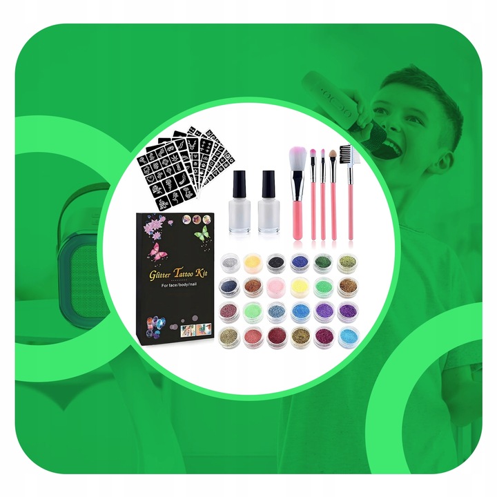 Zestaw do Robienia Tatuaży Brokatowych Szablony Tatuaże Brokatowe Duży DIY