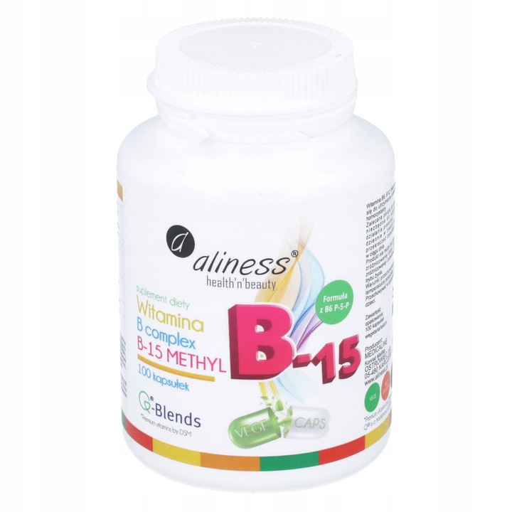 Aliness Witamina B complex B-15 METHYL ZDROWA SKÓRA WŁOSY 100 vege kaps