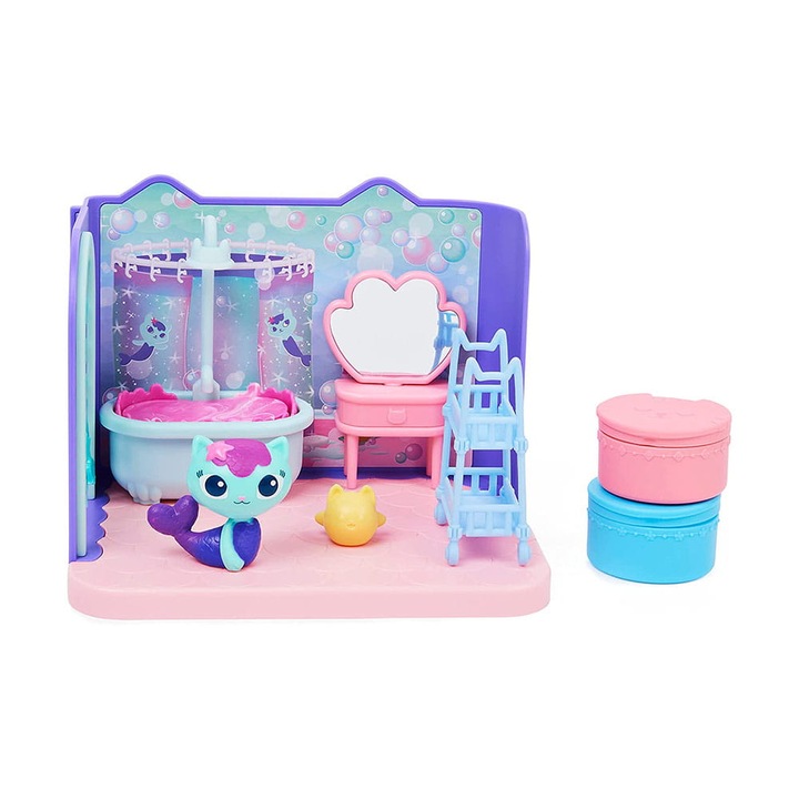 KOCI DOMEK GABI ZESTAW ŁAZIENKA SYRENKOTKA Z FIGURKĄ + MEBELKI MERCAT