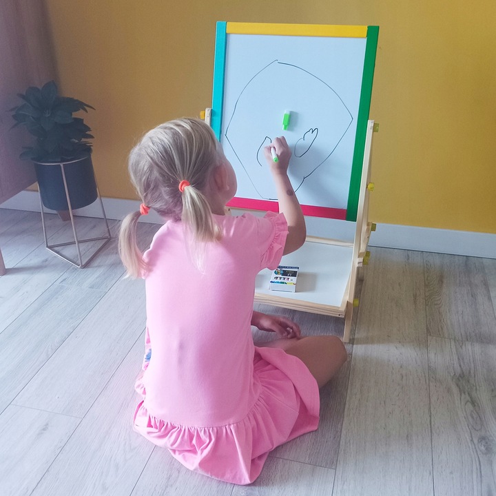 Tablica Magnetyczna Obrotowa Kredowa Dwustronna dla Dzieci Suchościeralna