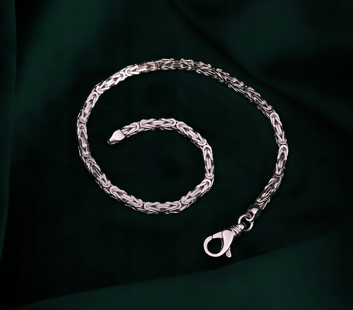 SREBRNA PEŁNA BRANSOLETKA MĘSKA SPLOT KRÓLEWSKI PR. 925 + GRAWER GRATIS