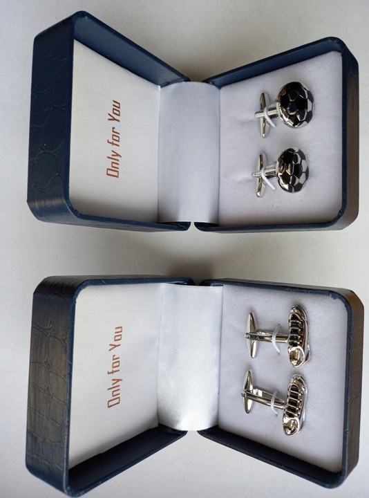 Srebrne spinki do koszuli Piłka Nożna Korkotrampki dla piłkarza kibica