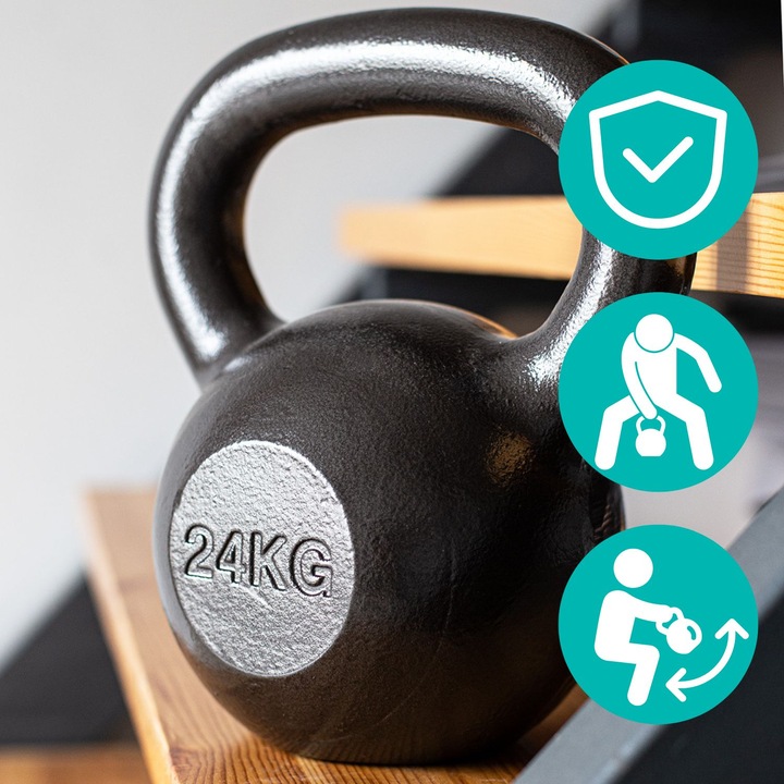 KETTLEBELL ODWAŻNIK DO ĆWICZEŃ KETTLE HANTLA HANTEL ŻELIWNY FITNESS 24KG