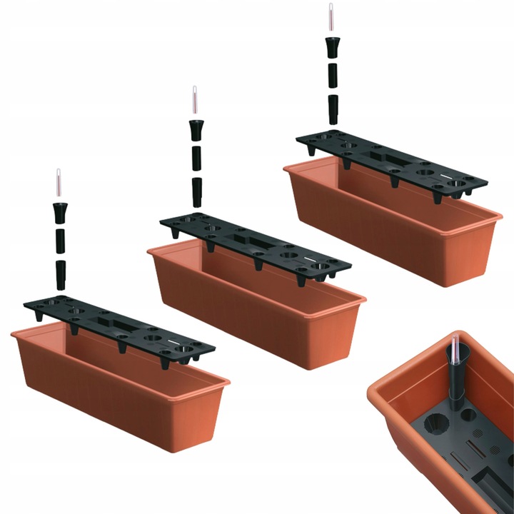 3x Doniczka balkonowa z nawadnianiem IS6CAN Donica